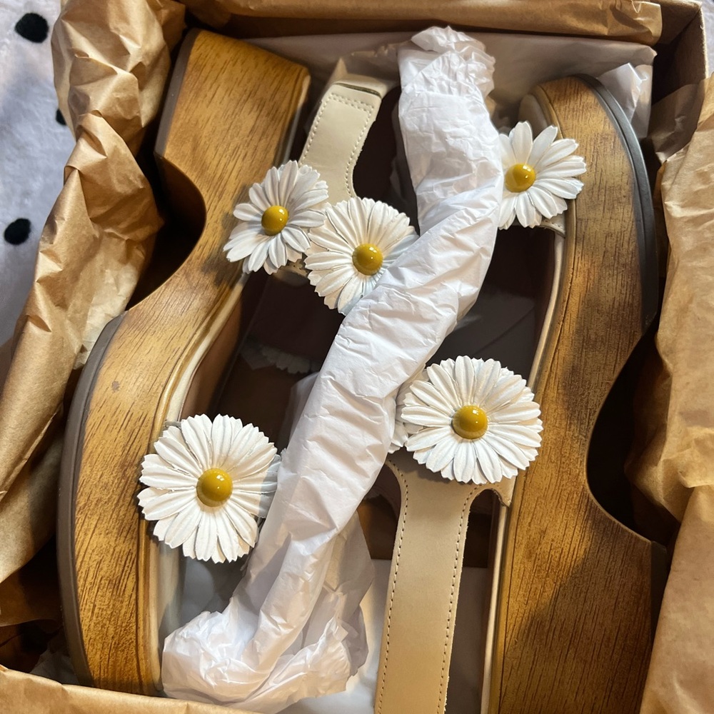 Lucky Brand 9.5 platform daisy sandals 
Never been worn